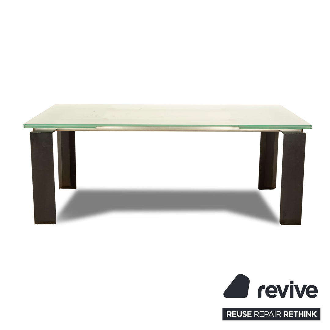 DESALTO Stilt glass dining table black manual function extendable function 200/300 x 77 x 99cm