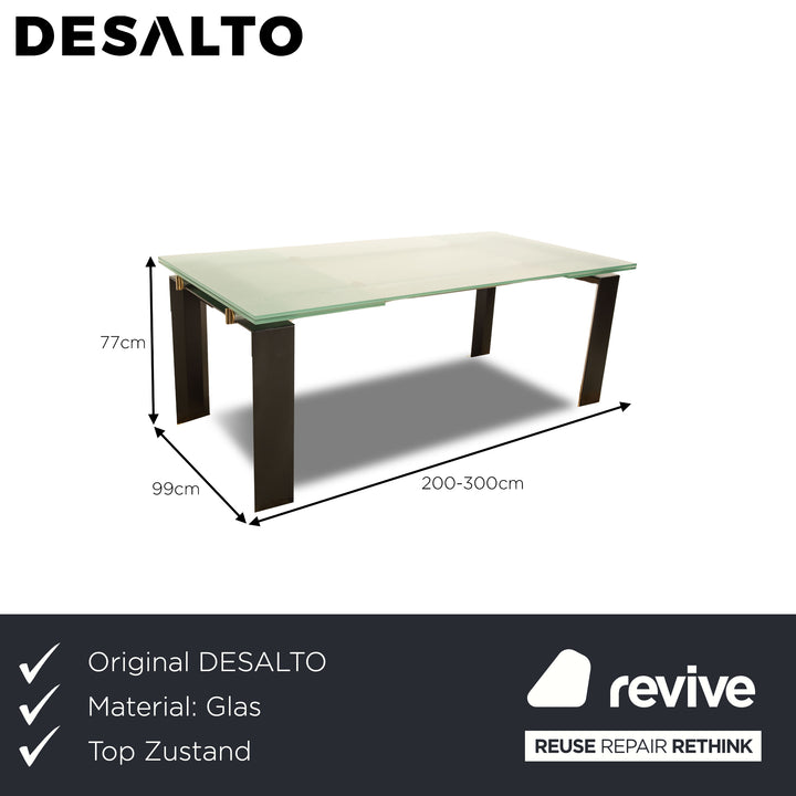 DESALTO Stilt glass dining table black manual function extendable function 200/300 x 77 x 99cm