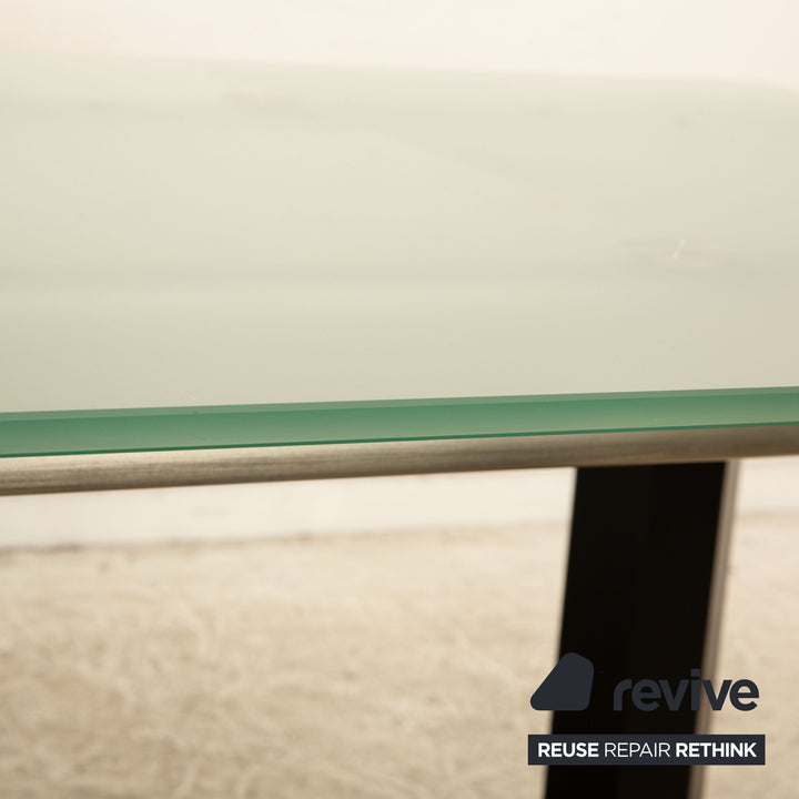 DESALTO Stilt glass dining table black manual function extendable function 200/300 x 77 x 99cm