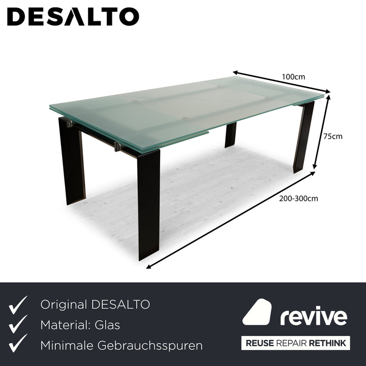 Desalto Stilt Glas Esstisch Silber Schwarz Ausziehfunktion
