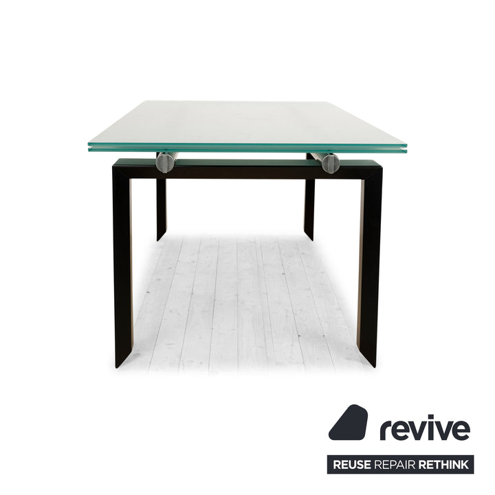 Desalto Stilt Glas Esstisch Silber Schwarz Ausziehfunktion