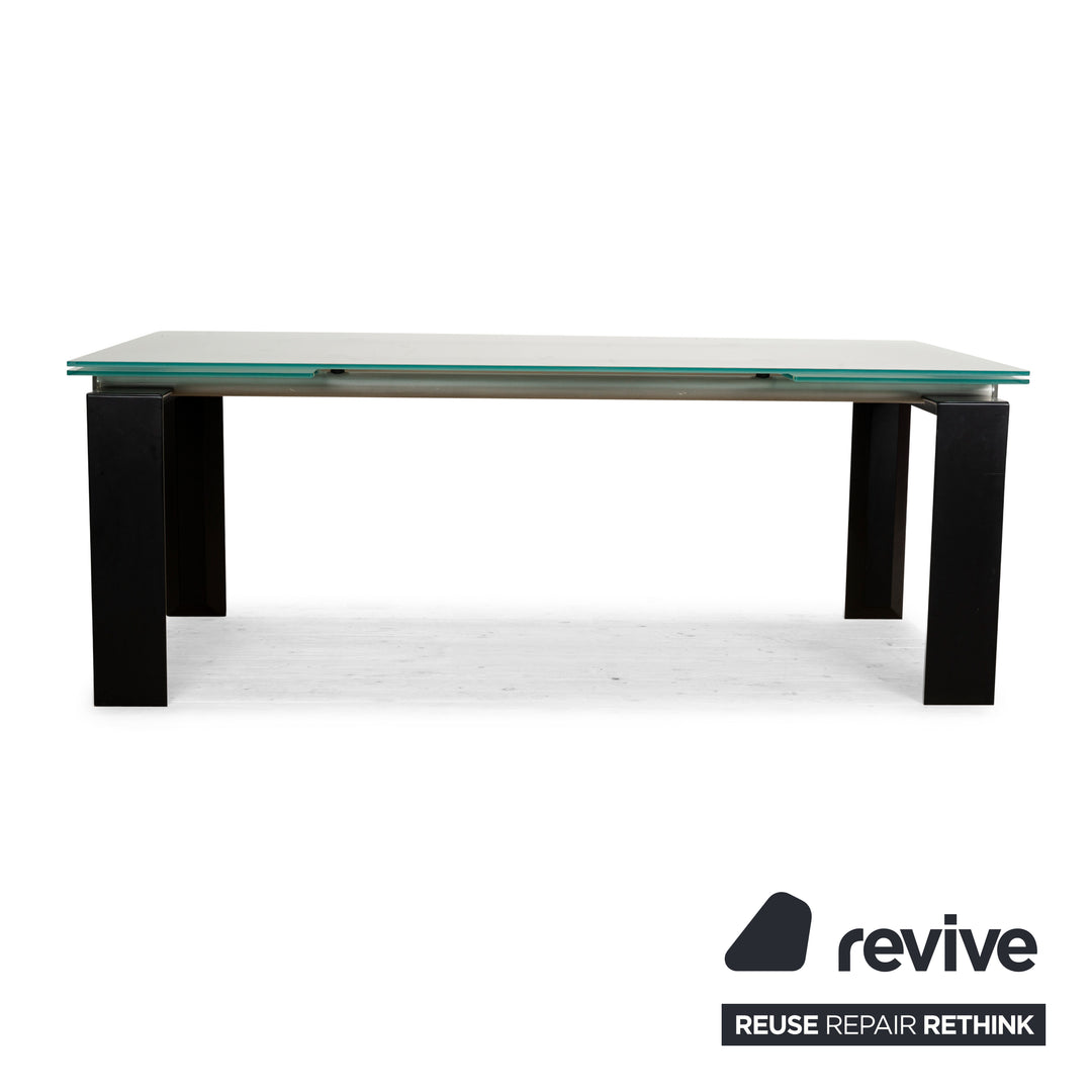 Desalto Stilt Glas Esstisch Silber Schwarz Ausziehfunktion