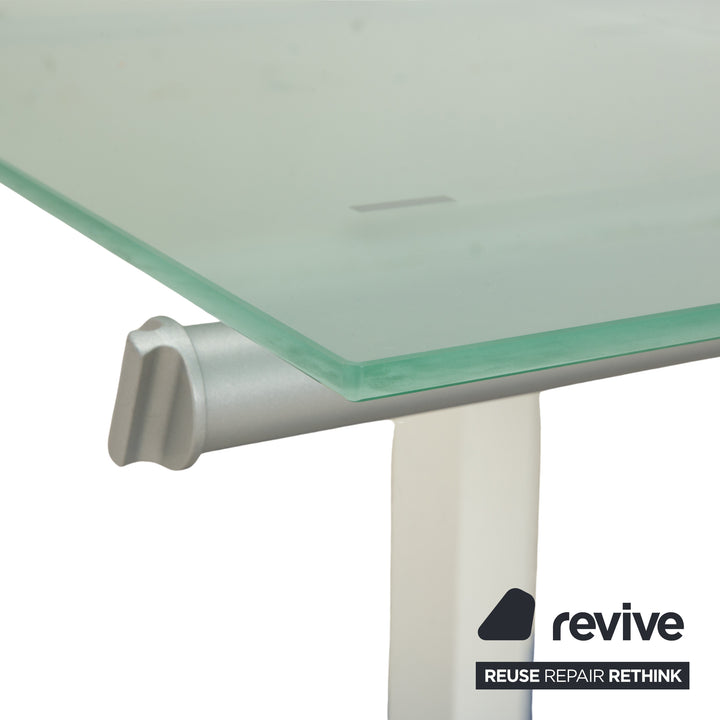 Desalto Stilt Glass Dining Table White Extendable 200/300 x 75 x 85cm