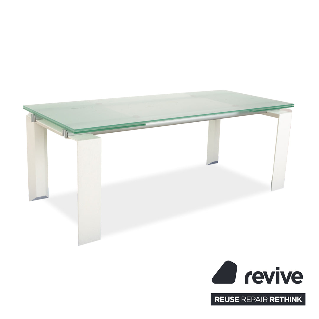 Desalto Stilt Glass Dining Table White Extendable 200/300 x 75 x 85cm