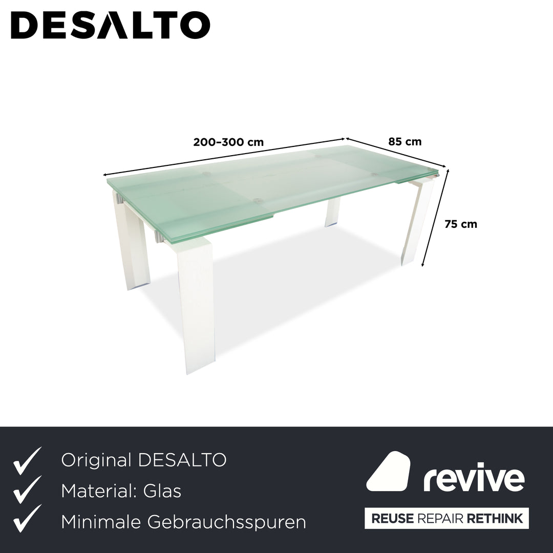 Desalto Stilt Glass Dining Table White Extendable 200/300 x 75 x 85cm