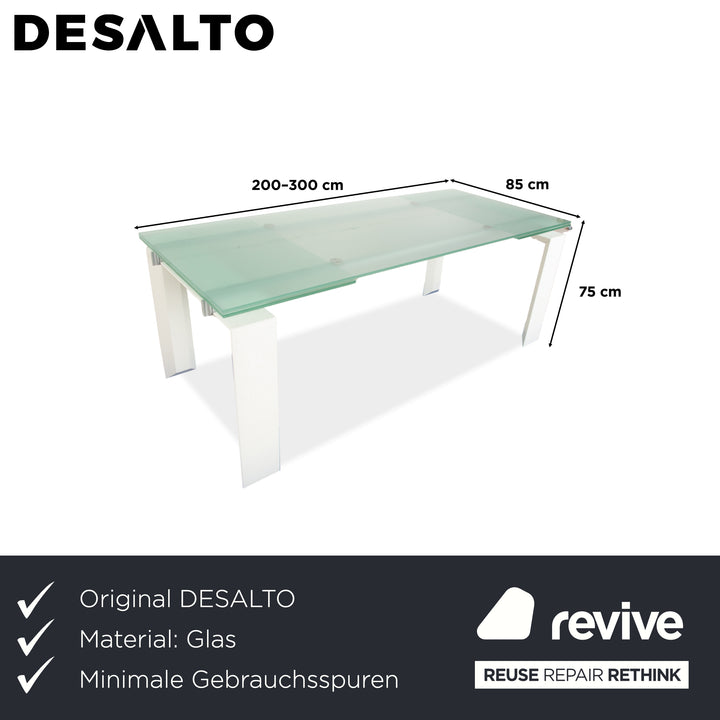 Desalto Stilt Glass Dining Table White Extendable 200/300 x 75 x 85cm