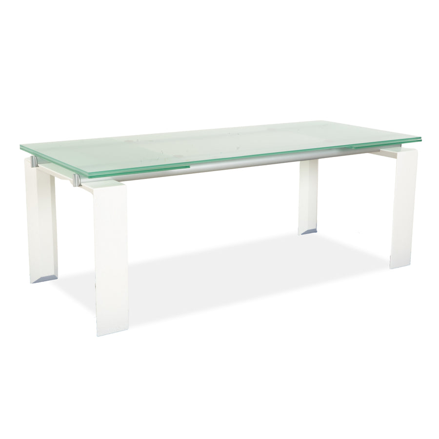 Desalto Stilt Glass Dining Table White Extendable 200/300 x 75 x 85cm