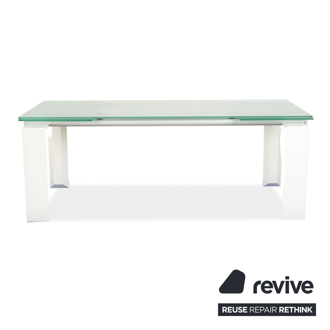 Desalto Stilt Glass Dining Table White Extendable 200/300 x 75 x 85cm
