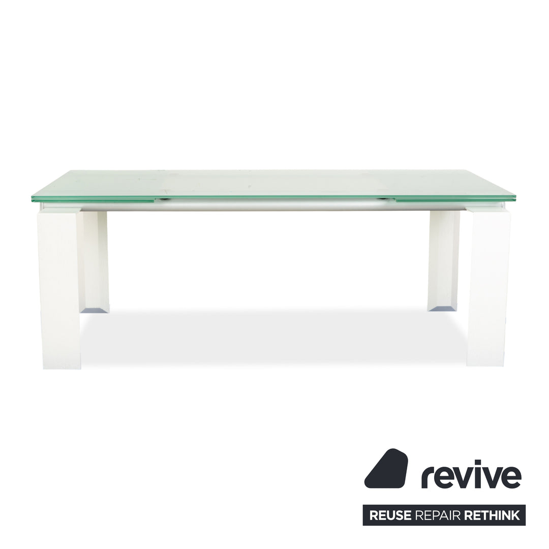 Desalto Stilt Glass Dining Table White Extendable 200/300 x 75 x 85cm