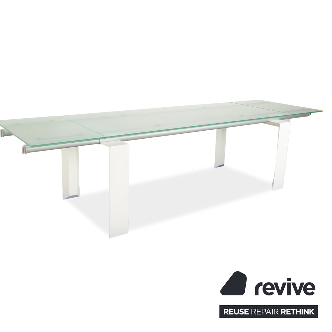 Desalto Stilt Glass Dining Table White Extendable 200/300 x 75 x 85cm