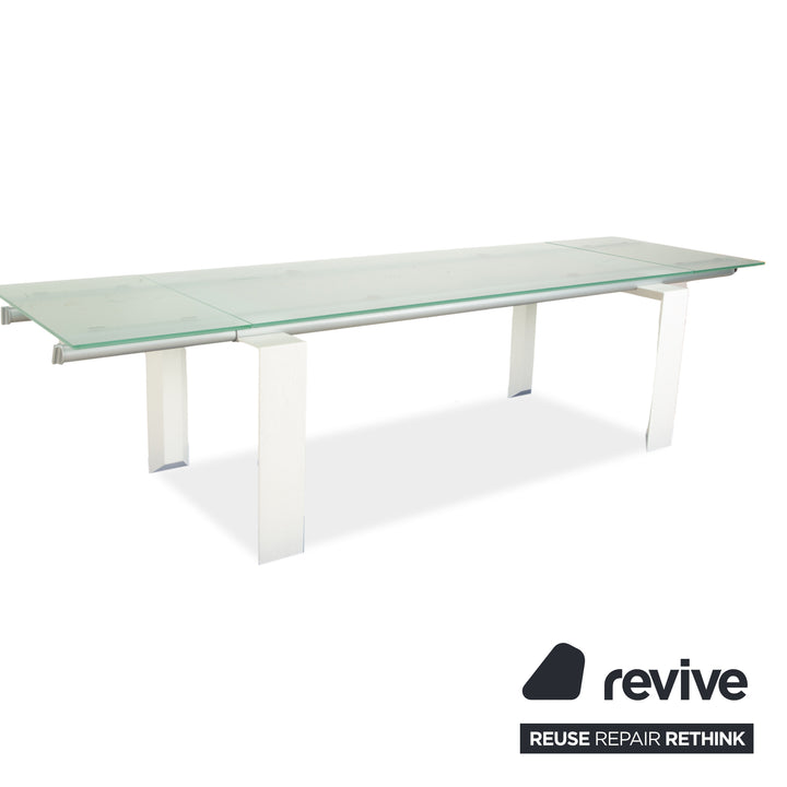 Desalto Stilt Glass Dining Table White Extendable 200/300 x 75 x 85cm