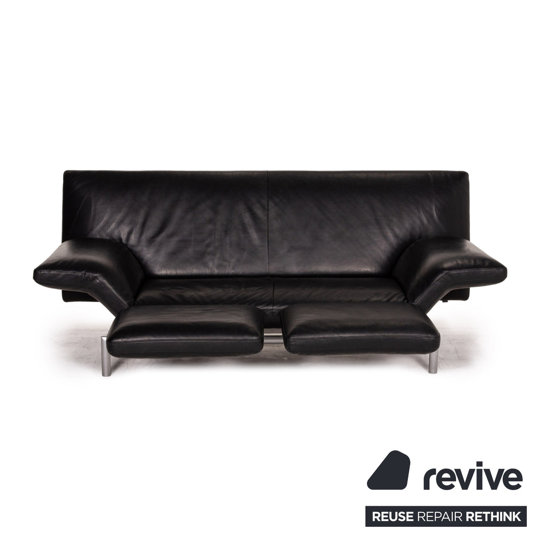 Designo Flyer Leather Sofa Black two seater function couch