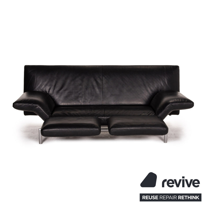 Designo Flyer Leather Sofa Black two seater function couch
