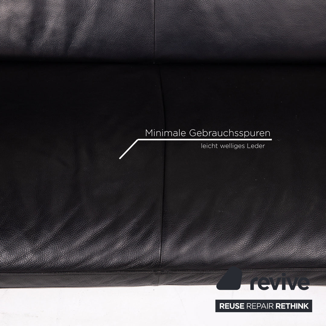 Designo Flyer Leather Sofa Black two seater function couch