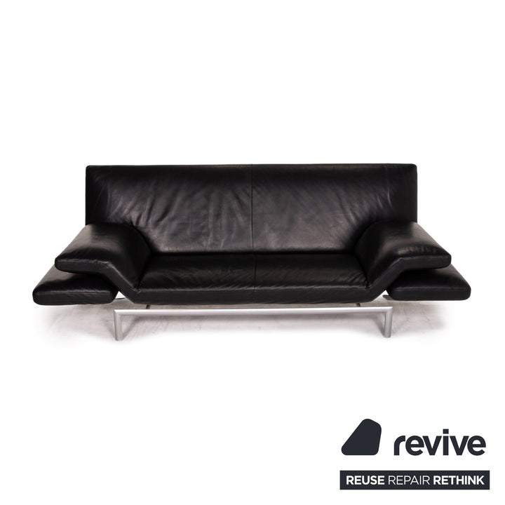 Designo Flyer Leather Sofa Black two seater function couch