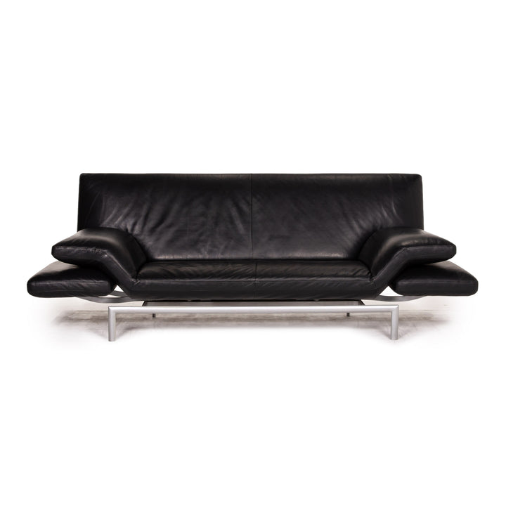 Designo Flyer Leather Sofa Black two seater function couch