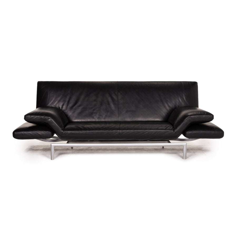 Designo Flyer Leather Sofa Black two seater function couch