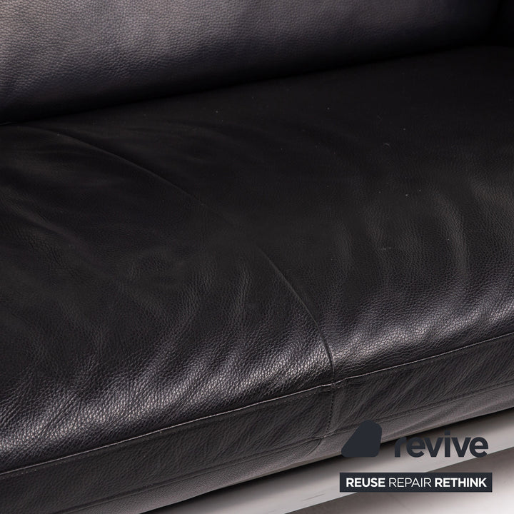 Designo Flyer Leather Sofa Black two seater function couch