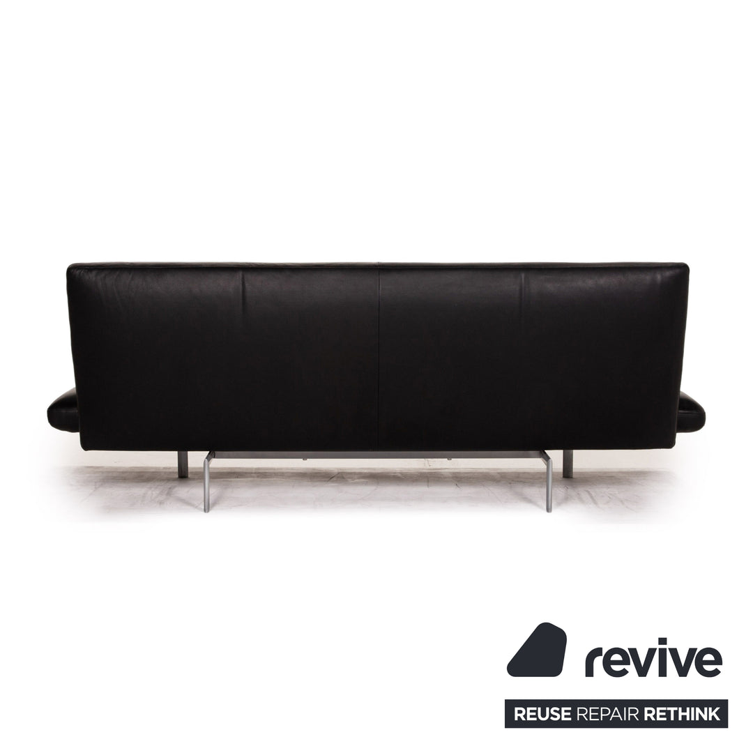 Designo Flyer Leather Sofa Black two seater function couch