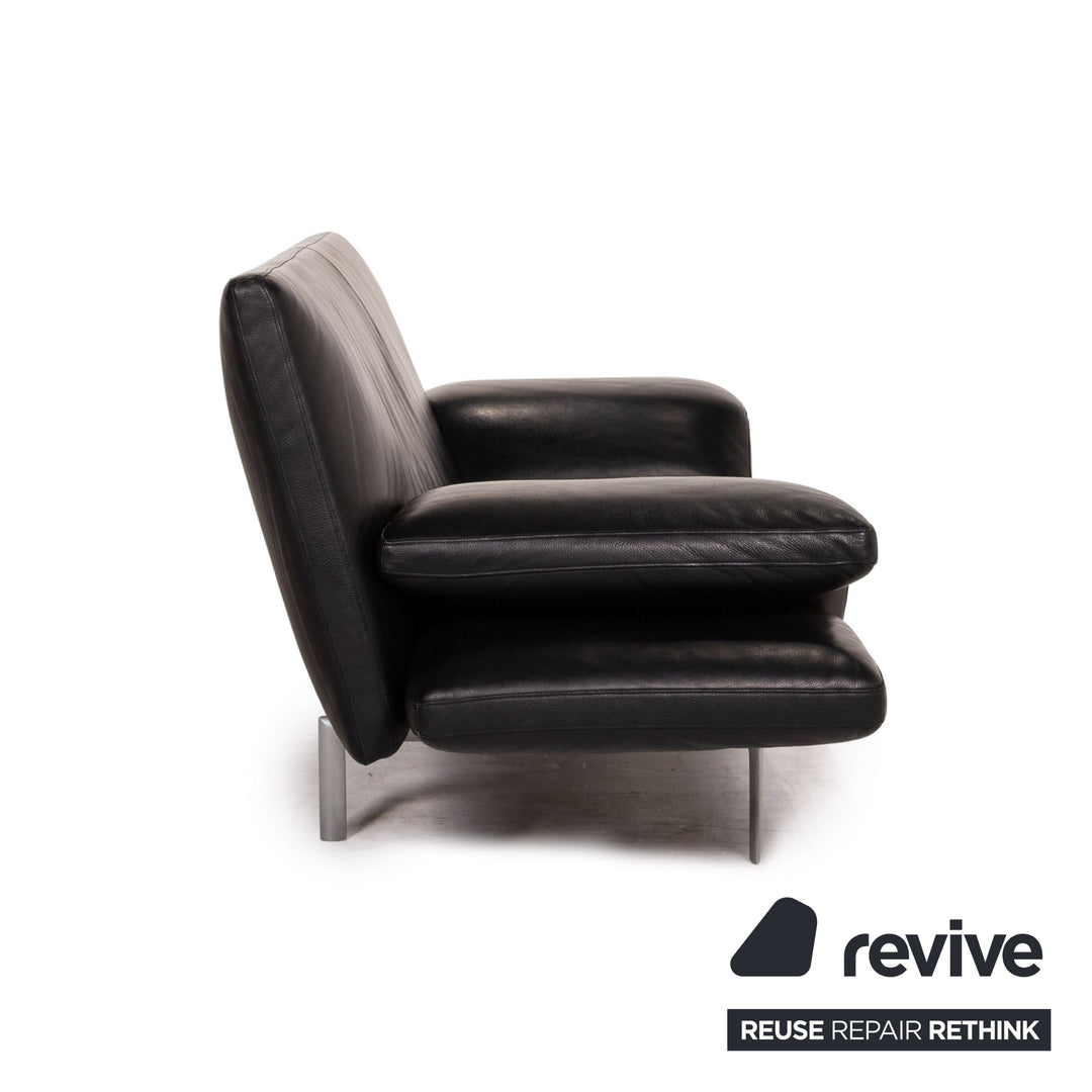 Designo Flyer Leather Sofa Black two seater function couch