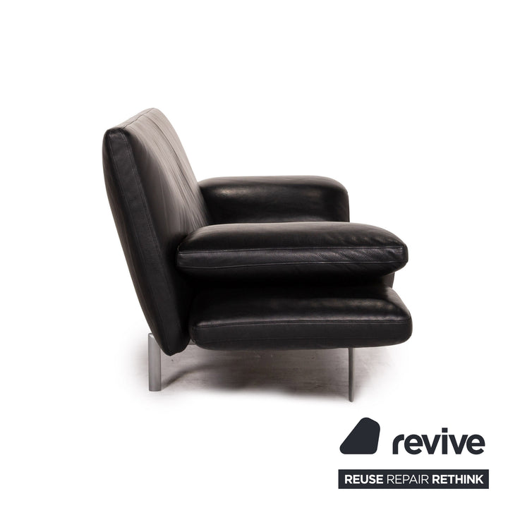 Designo Flyer Leather Sofa Black two seater function couch