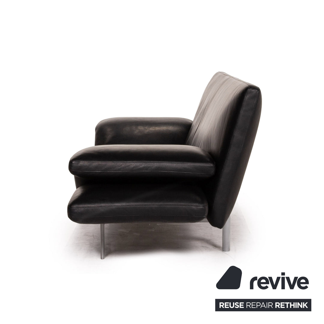 Designo Flyer Leather Sofa Black two seater function couch