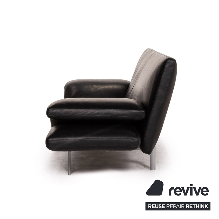 Designo Flyer Leather Sofa Black two seater function couch