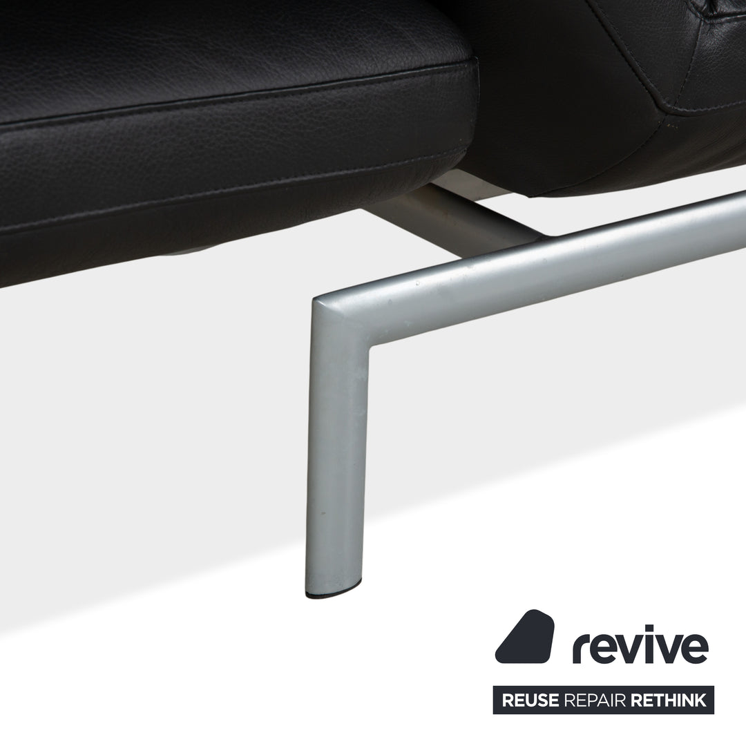 Canapé deux places Designo Flyer en cuir noir à commande manuelle