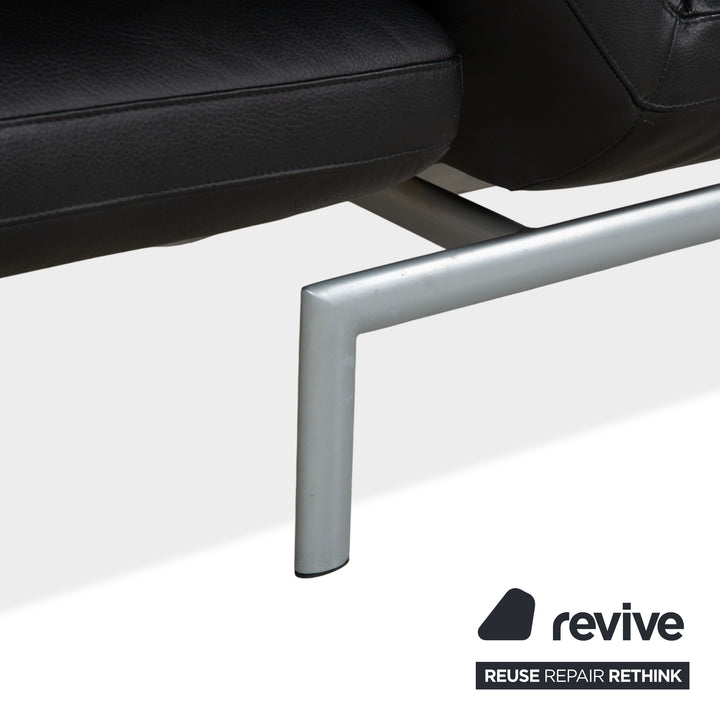 Canapé deux places Designo Flyer en cuir noir à commande manuelle