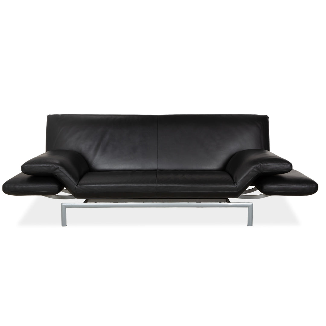 Designo Flyer Leather Two-Seater Black Manual Function Sofa Couch