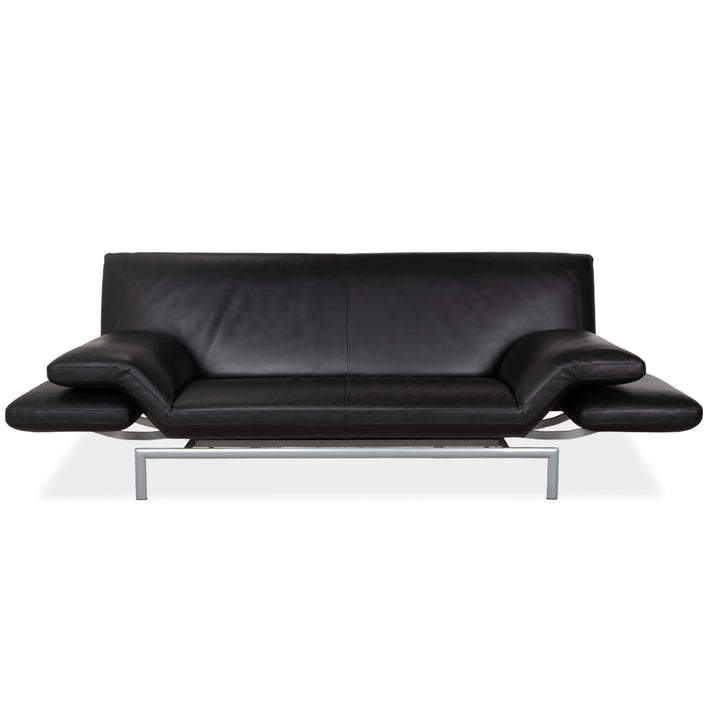 Designo Flyer Leather Two-Seater Black Manual Function Sofa Couch