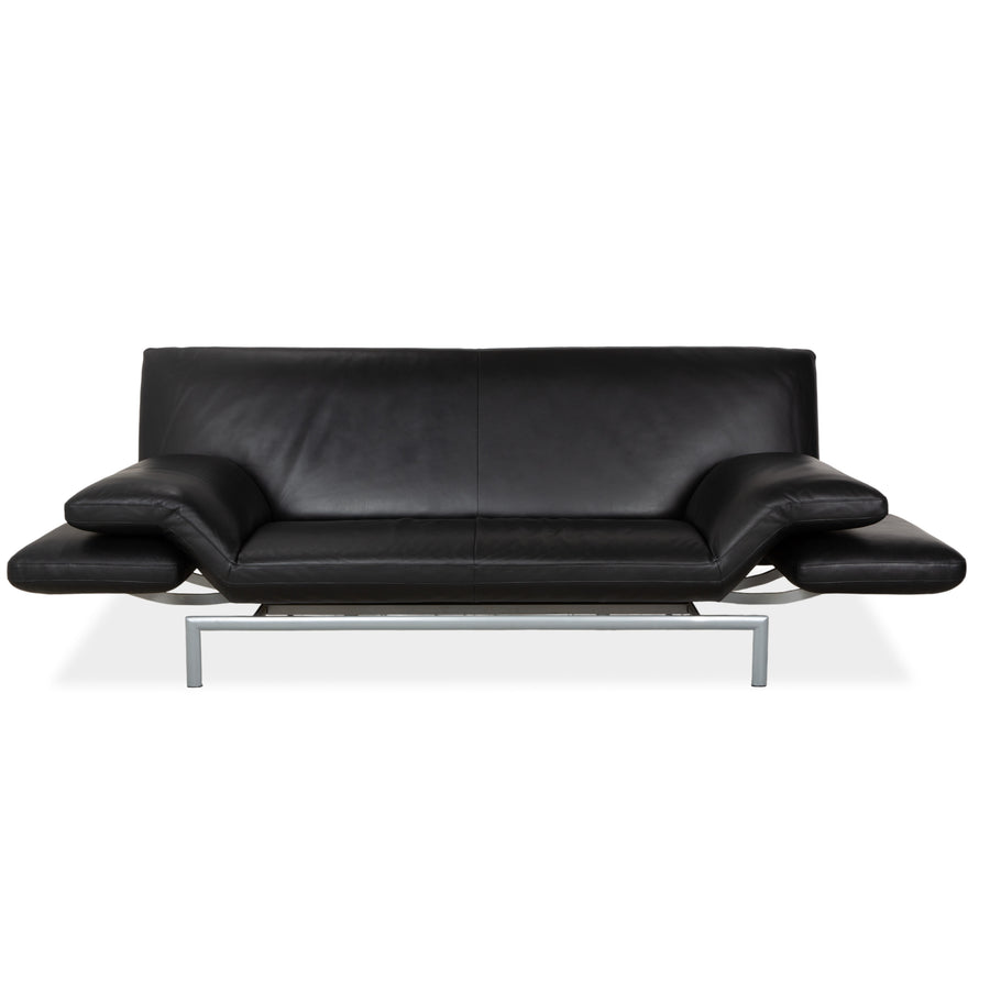 Designo Flyer Leather Two-Seater Black Manual Function Sofa Couch