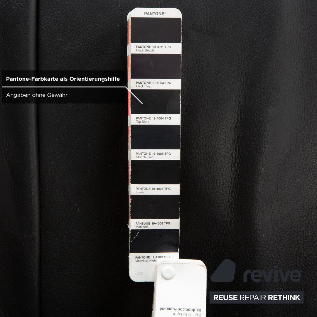 Canapé deux places Designo Flyer en cuir noir à commande manuelle