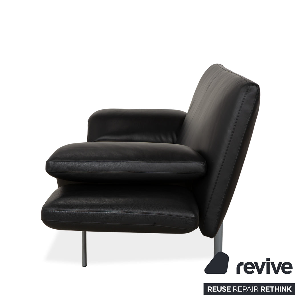 Canapé deux places Designo Flyer en cuir noir à commande manuelle