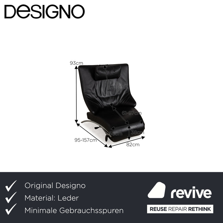 Designo Leather Armchair Black Manual Function