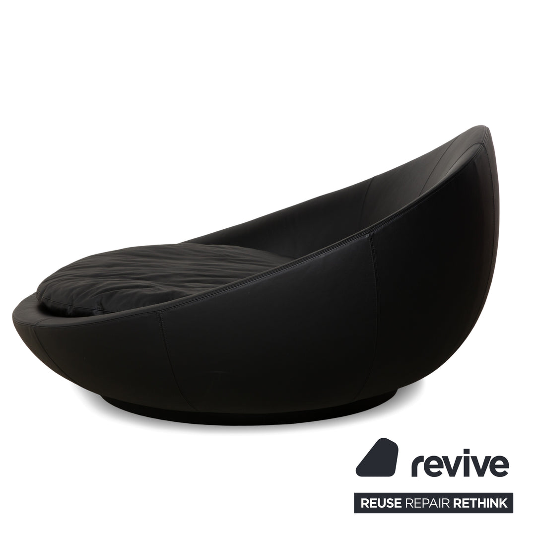 Désirée Lacoon Leather Two-Seater Black Sofa Couch