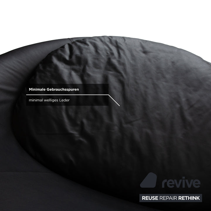 Désirée Lacoon Leder Zweisitzer Schwarz Sofa Couch