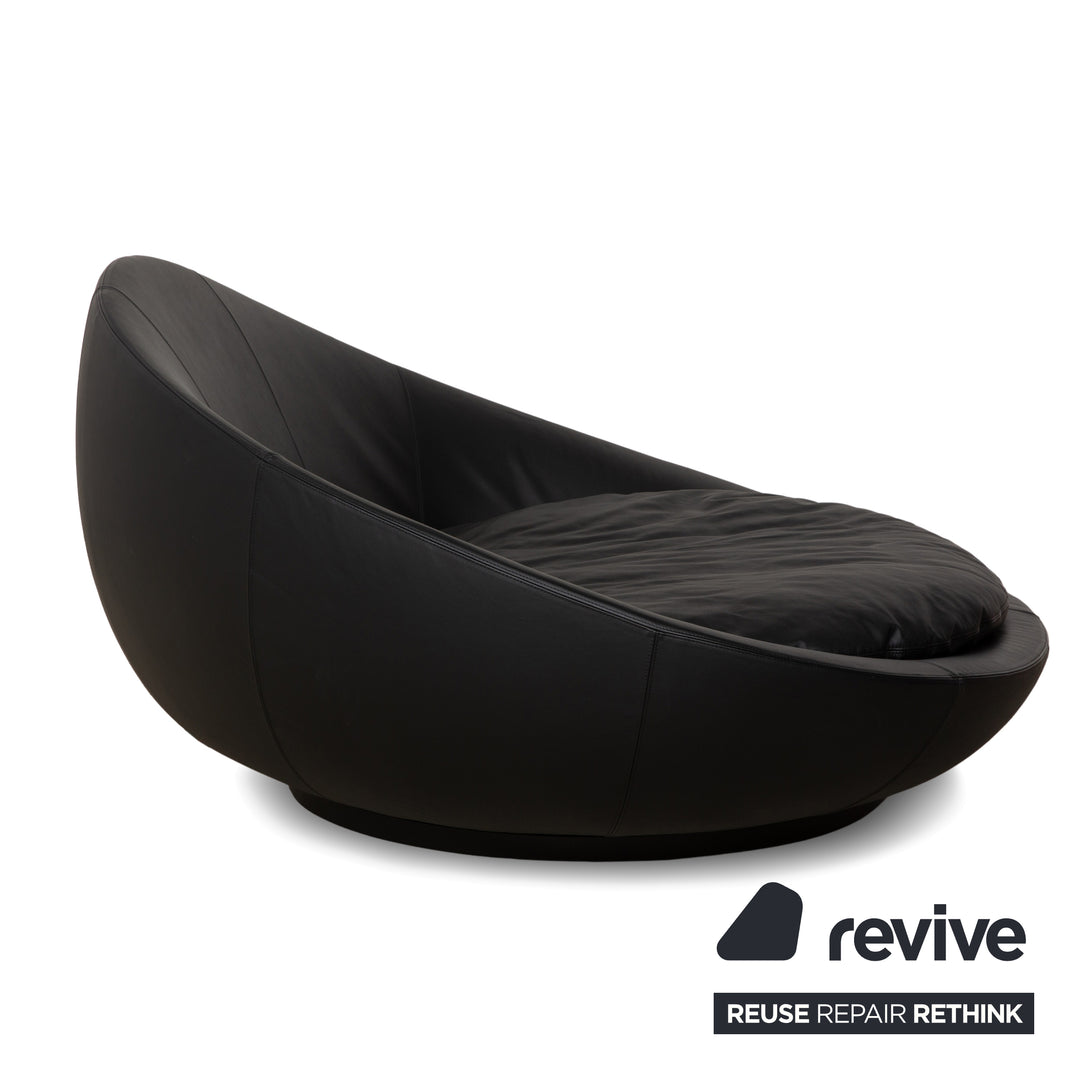 Désirée Lacoon Leder Zweisitzer Schwarz Sofa Couch
