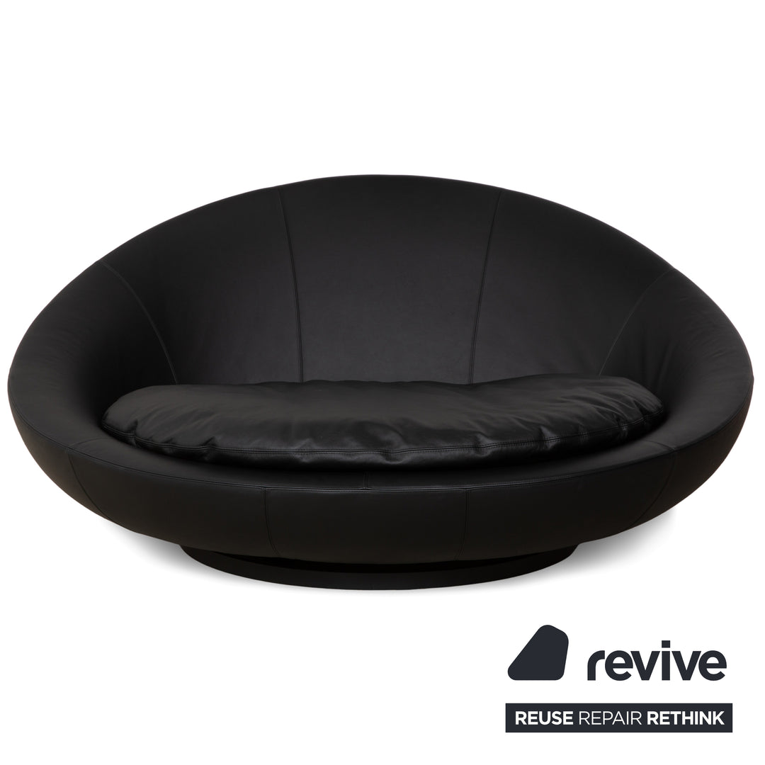 Désirée Lacoon Leder Zweisitzer Schwarz Sofa Couch