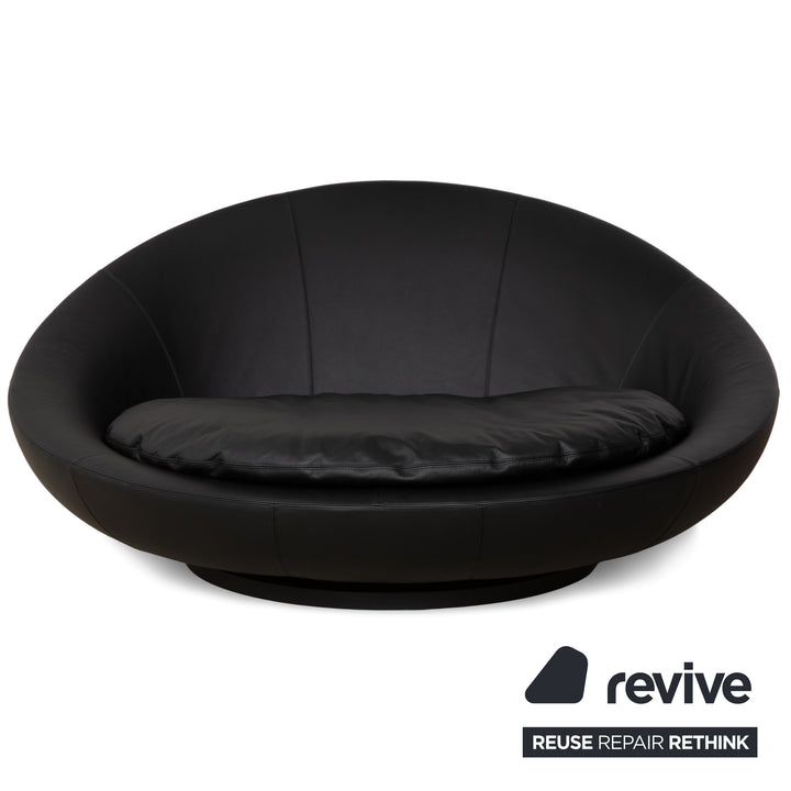 Désirée Lacoon Leather Two-Seater Black Sofa Couch