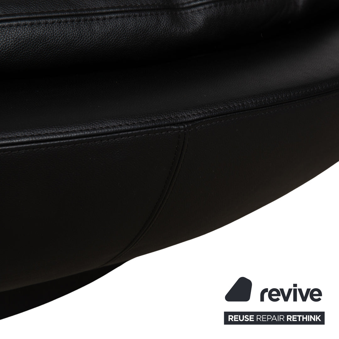Désirée Lacoon Leather Two-Seater Black Sofa Couch