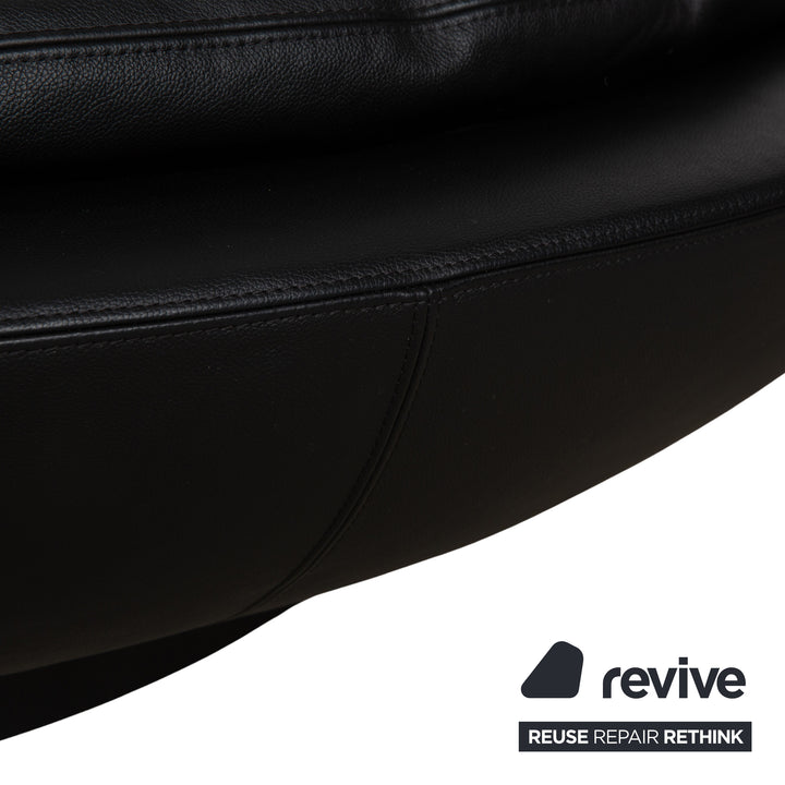 Désirée Lacoon Leather Two-Seater Black Sofa Couch
