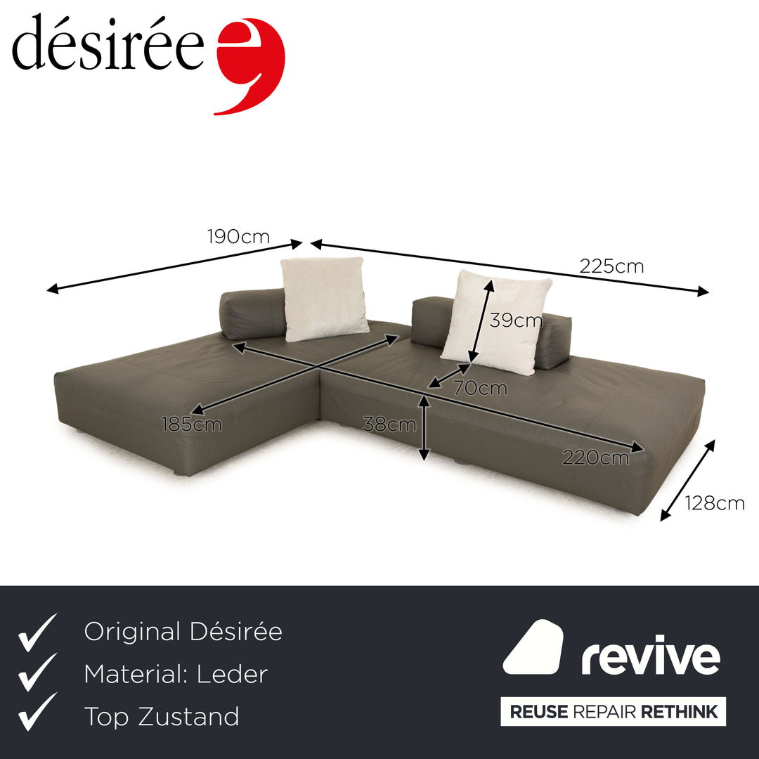 désirée Leder Ecksofa Grau Sofa Recamiere Links Couch