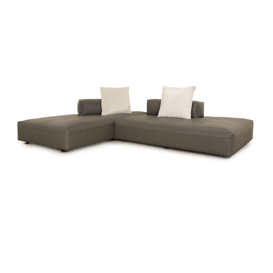 désirée Leather Corner Sofa Gray Sofa Recamiere Left Couch