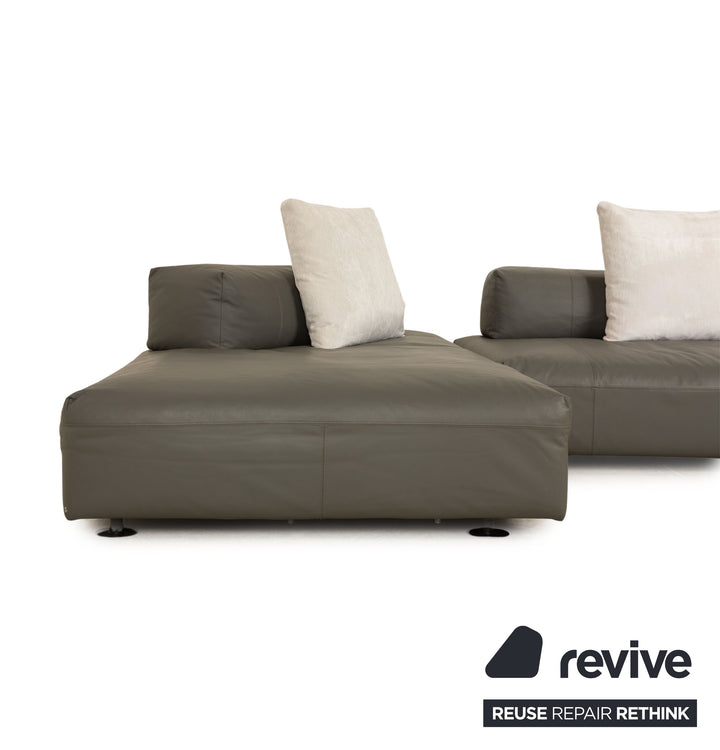 désirée Leder Ecksofa Grau Sofa Recamiere Links Couch