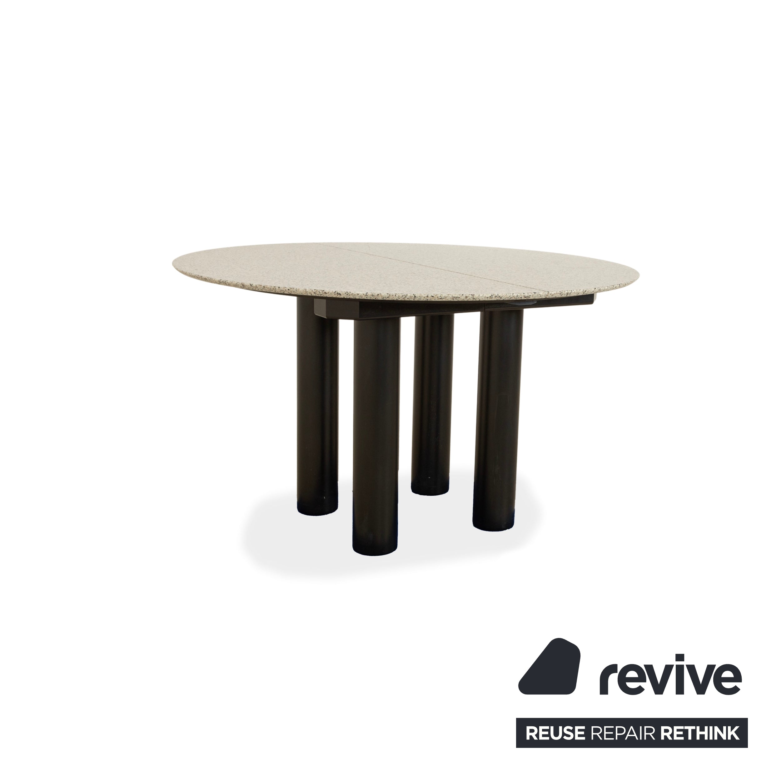 Draenert 1226 Granite Wood Dining Table Black Grey Granite Extendable Function
