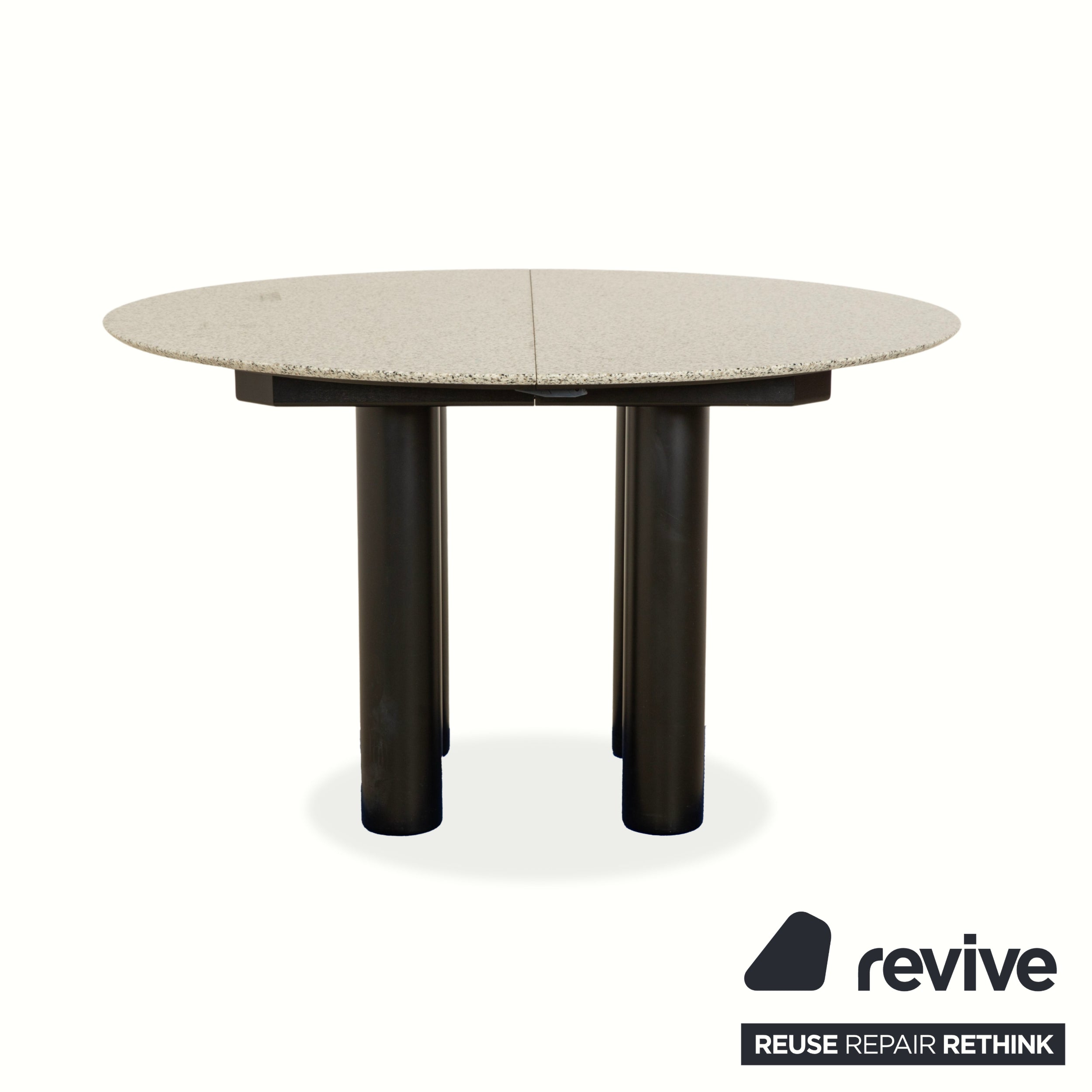 Draenert 1226 Granite Wood Dining Table Black Grey Granite Extendable Function