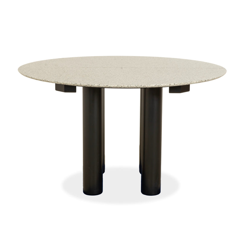 Draenert 1226 Granite Wood Dining Table Black Grey Granite Extendable Function