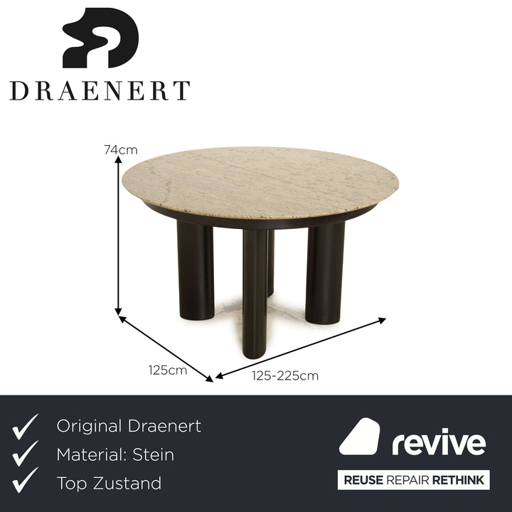 Draenert 1226 stone dining table gray black extendable 125/225 x 74 x 125