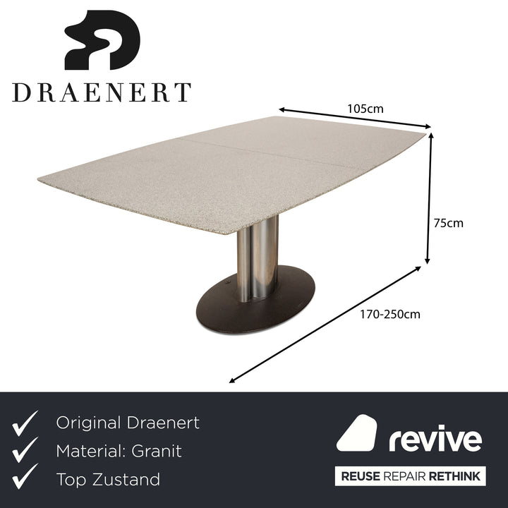 Table à manger en granit gris Draenert Adler 1224 avec fonction coulissante